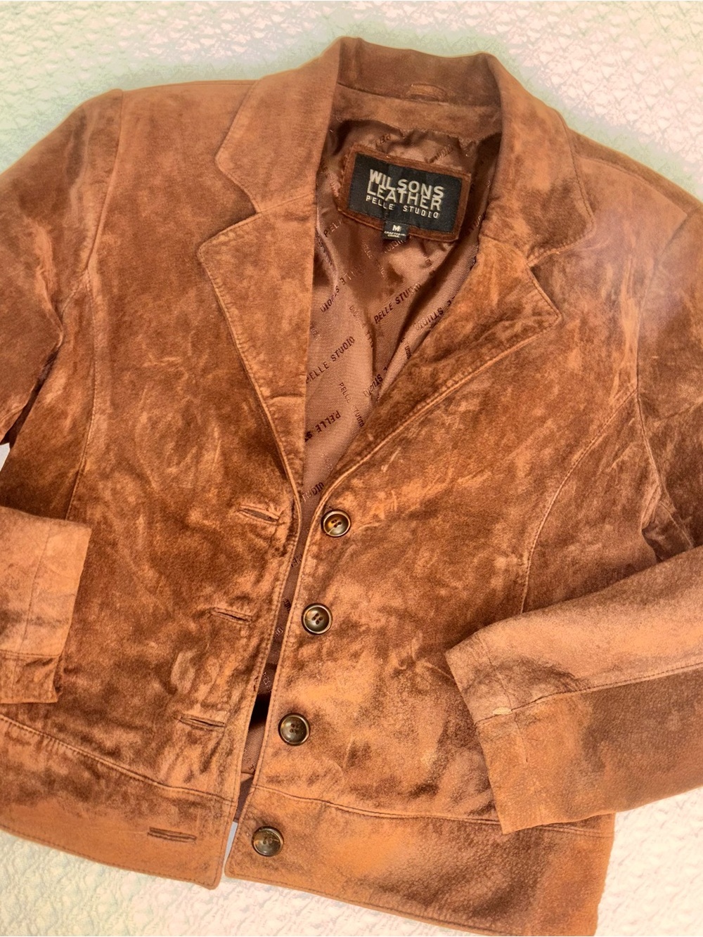 Wilson's Leather Pelle Studio Brown Suede Button-Front Jacket women’s medium